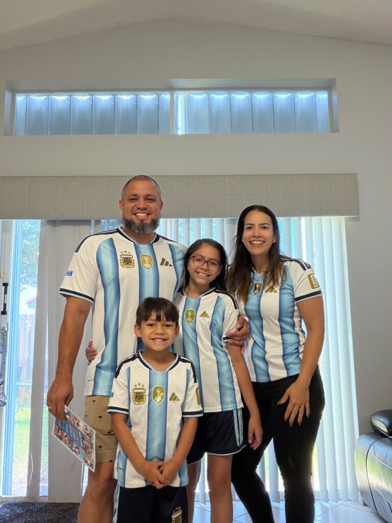 Francisco Castellanos with his wife and two children